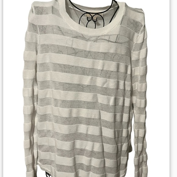 MICHAEL MICHAEL KORS Sz XL Sheer Stripe Long Sleeve Sweater Top - Picture 4 of 10